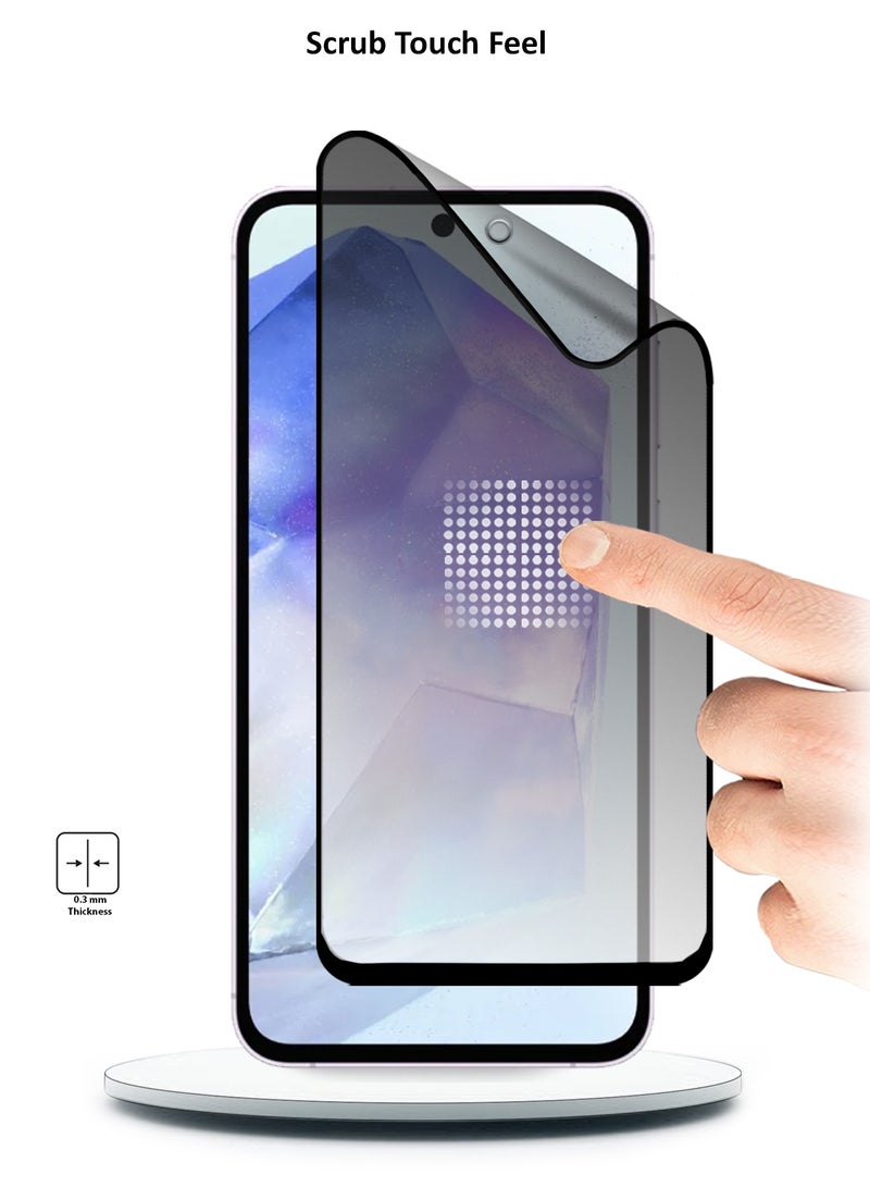 Wtech Nano Ceramic Privacy Full Glue Full Cover Matte Flexible Screen Protector For Samsung Galaxy A55 5G 2024 Clear/Black - Image 3