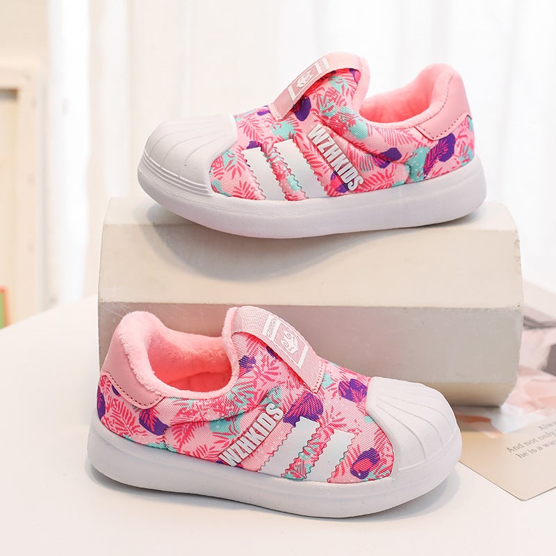 Children'S Baby Shoes Winter New Fleece-Lined Thickened Shell Head Two Cotton Toddler Shoes Children Warm Sneaker - Image 2