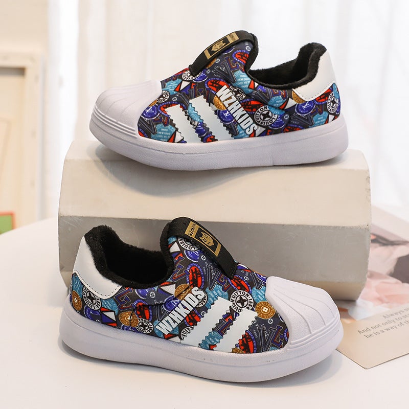 Children'S Baby Shoes Winter New Fleece-Lined Thickened Shell Head Two Cotton Toddler Shoes Children Warm Sneaker - Image 4