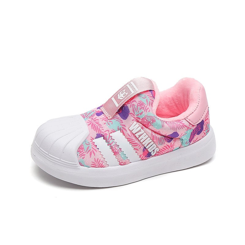 Children'S Baby Shoes Winter New Fleece-Lined Thickened Shell Head Two Cotton Toddler Shoes Children Warm Sneaker - Image 1