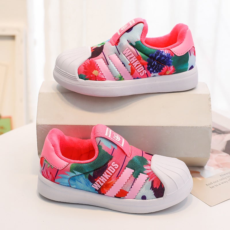 Children'S Baby Shoes Winter New Fleece-Lined Thickened Shell Head Two Cotton Toddler Shoes Children Warm Sneaker - Image 3