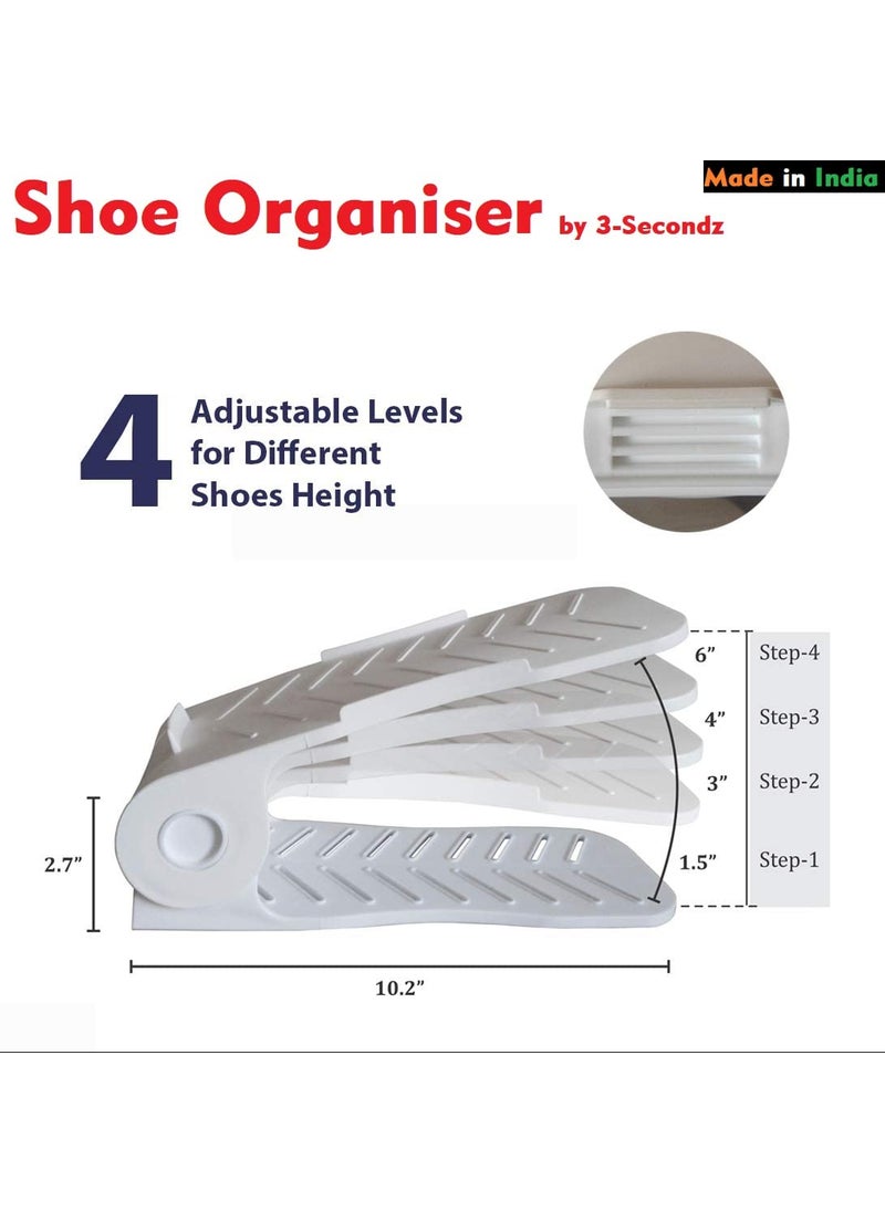 Three Secondz Three Secondz shoe organiser space saver shoe rack adjustable shoe slot for closet organizer Pack Of 8 Red  - Image 2