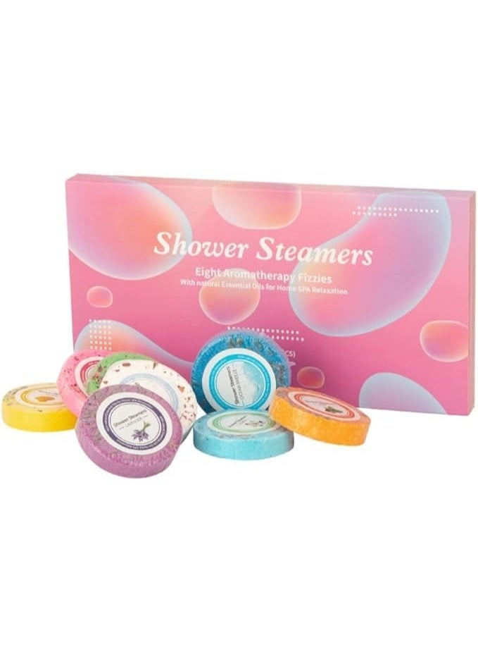 ChicAbode 8 جهاز كمبيوتر شخصي العلاج بالروائح حمام بخارات مجموعة هدية ، قنابل دش الزيت الأساسي الطبيعي للاسترخاء والتخفيف من الإجهاد ، أقراص سبا مع المانجو والورد واللافندر ورائح النعناع ، للنساء والرجال - Image 1