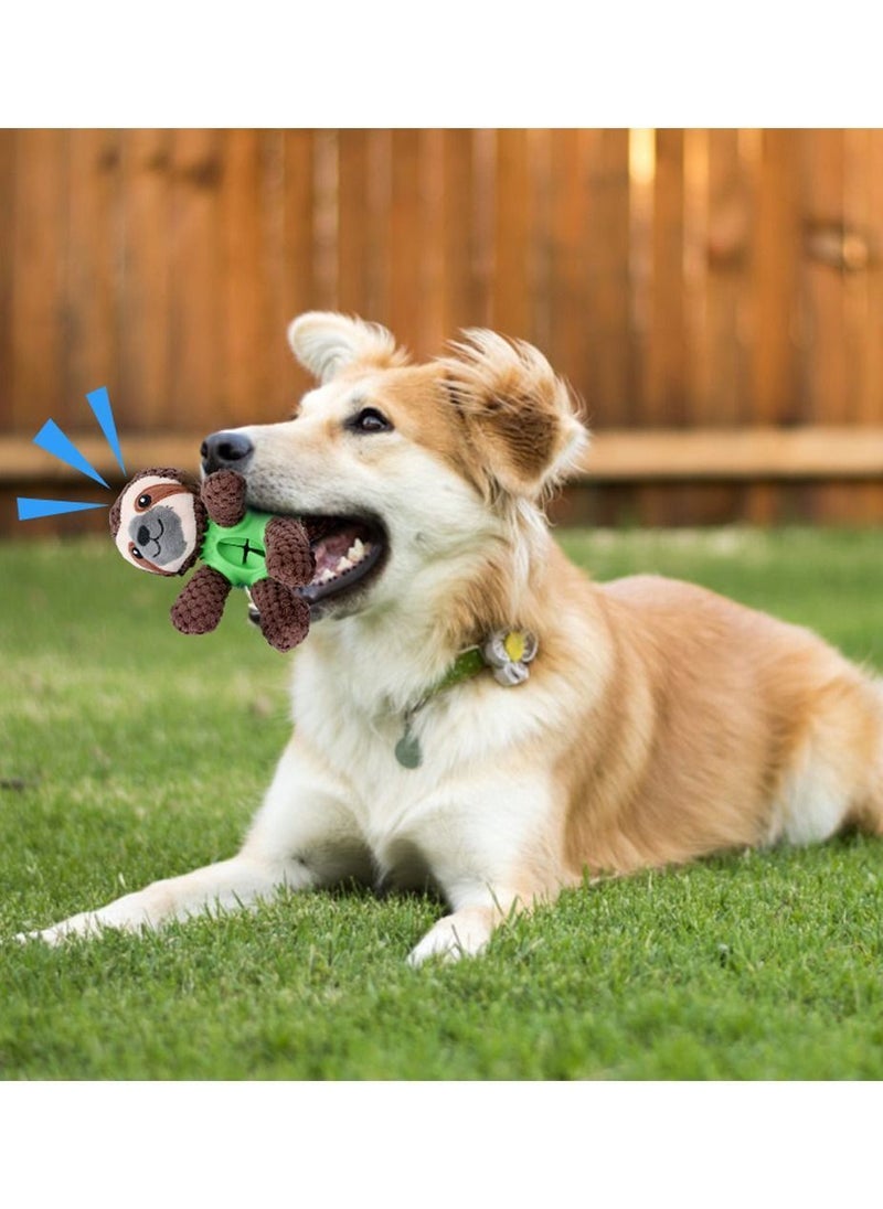 Y&D - 4 In 1 Plush Dog Toy Squeaky Interactive for 8 Weeks Small and Medium Dogs Teething Brown Sloth - Image 1