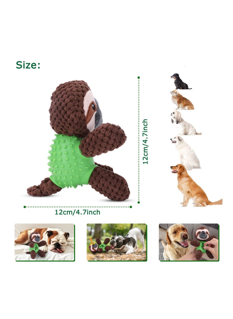 Y&D - 4 In 1 Plush Dog Toy Squeaky Interactive for 8 Weeks Small and Medium Dogs Teething Brown Sloth - Image 1