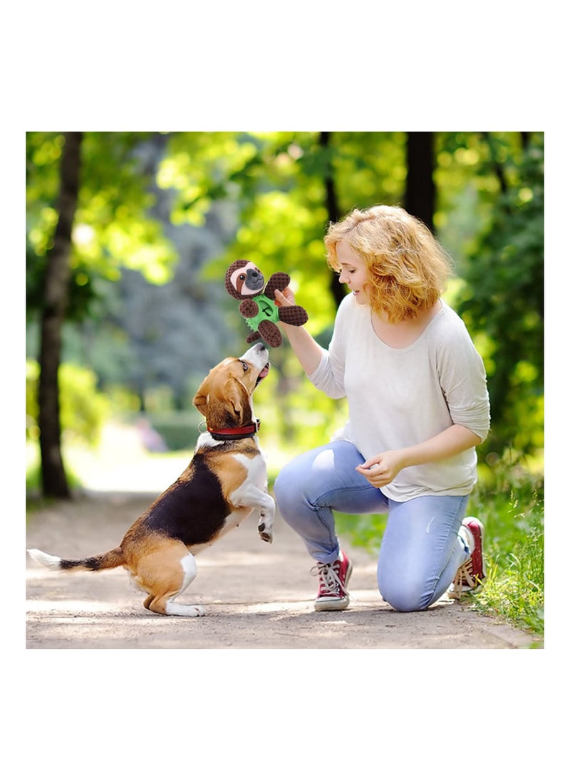 Y&D - 4 In 1 Plush Dog Toy Squeaky Interactive for 8 Weeks Small and Medium Dogs Teething Brown Sloth - Image 1