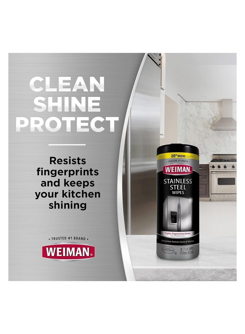 ويمان مناديل من الفولاذ المقاوم للصدأ، تحارب بصمات الأصابع بشكل أفضل - ثم منظفات جميع الأغراض، مناديل مبللة مقاس 30-7 بوصة × 8 بوصة - Image 4
