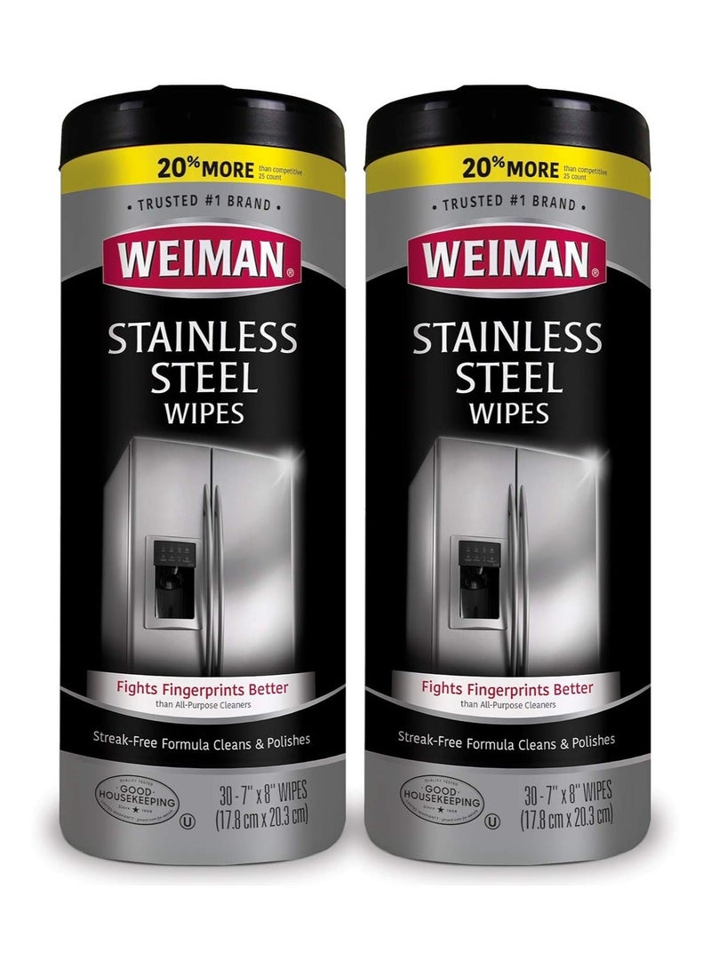 ويمان مناديل من الفولاذ المقاوم للصدأ، تحارب بصمات الأصابع بشكل أفضل - ثم منظفات جميع الأغراض، مناديل مبللة مقاس 30-7 بوصة × 8 بوصة - Image 1