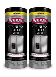 Weiman Stainless Steel Cleaning Wipes [2 Pack] Removes Fingerprints, Residue, Water Marks and Grease From Appliances - Works Great on Refrigerators, Dishwashers, Ovens, Grills and More  - Image 1