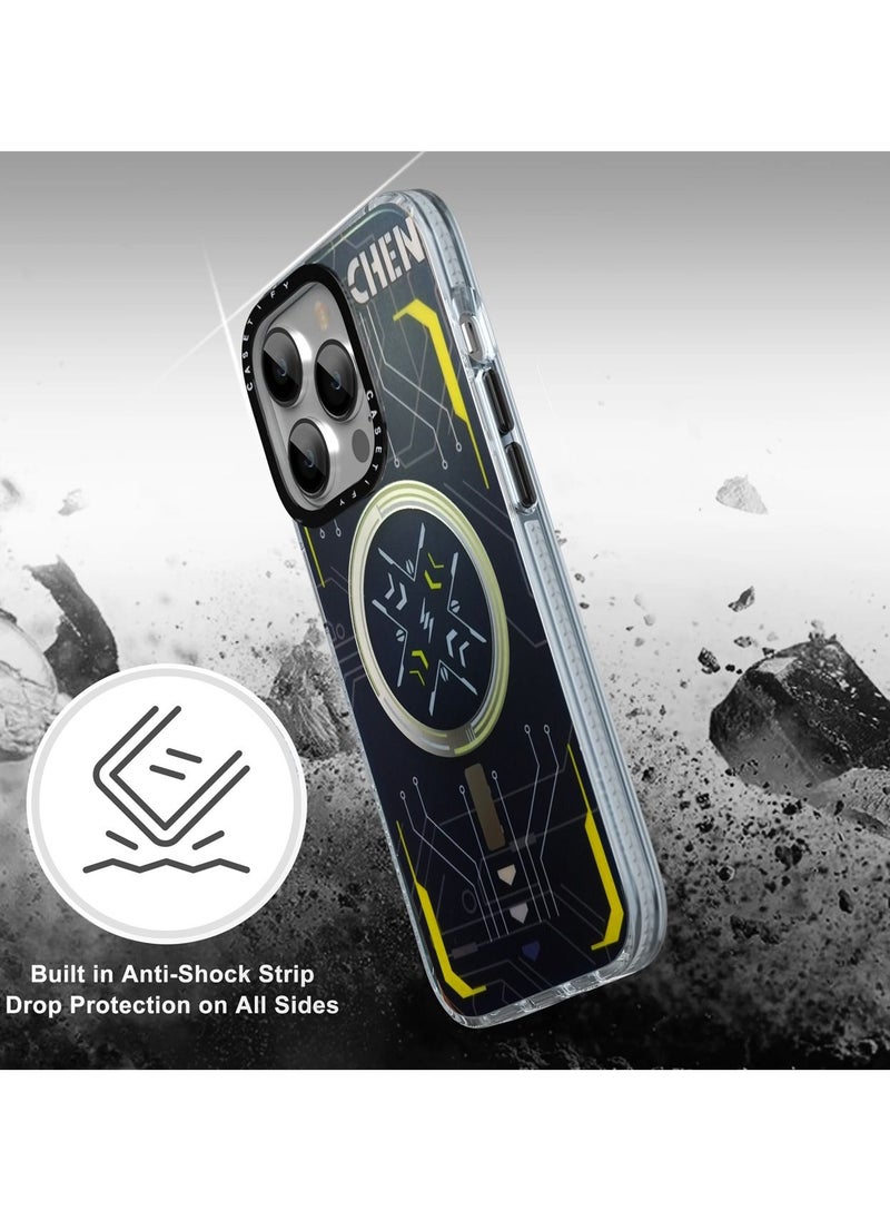 Casetify - Elegant Super Stylish MagSafe Case Cover For Apple iPhone 14 Pro Black/Yellow - Image 1