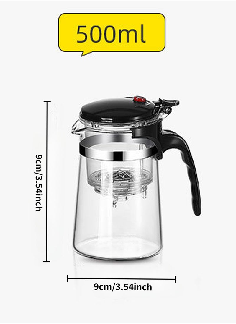 LOOPITYS 500ml glass teapot, detachable, detachable glass filter borosilicate glass teapot, fragrant loose leaf teapot, transparent teapot for 360 degree observation  - Image 4
