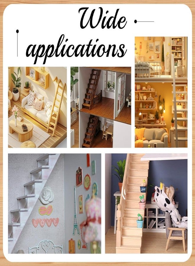 AHANDMAKER Miniature Stairs Wooden Stairs 1: 12 Unpainted Wooden Stringer Steps with Single Side Handrail for Furniture Micro Landscape Decorsfor Minihouse Accessories - Image 4