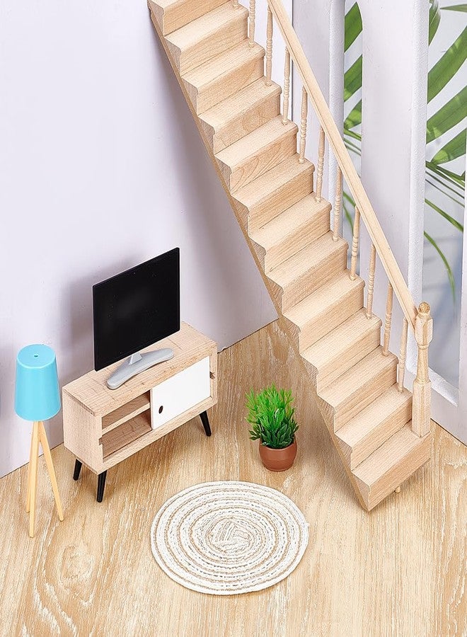 AHANDMAKER Miniature Stairs Wooden Stairs 1: 12 Unpainted Wooden Stringer Steps with Single Side Handrail for Furniture Micro Landscape Decorsfor Minihouse Accessories - Image 5
