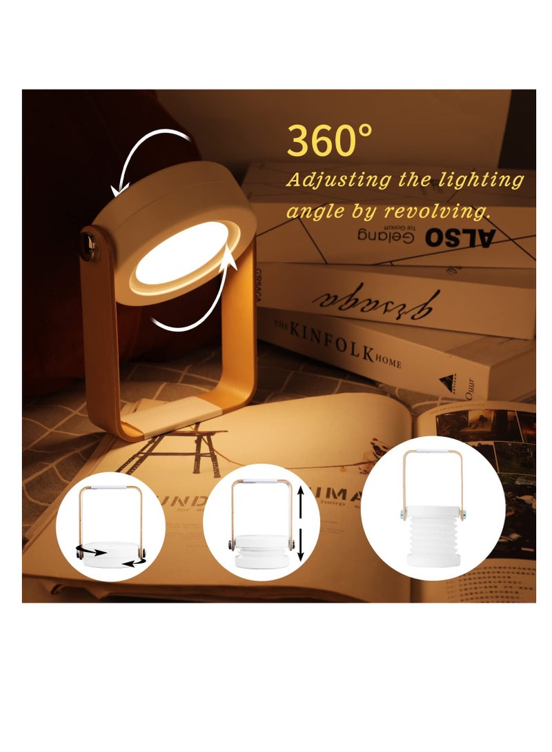 Portable USB Rechargeable Touch Night Light - 360° Rotatable LED Lantern for Reading, Camping & Bedroom (Wood Finish) - Image 3