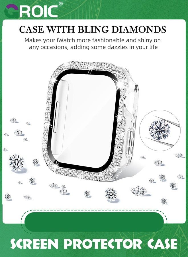 GROIC Apple Watch Case 45mm with Tempered Glass Screen Protector, Double Bling Case Crystal Diamonds Rhinestone Bumper Overall Hard PC Ultra-Thin Protective Cover for iWatch 45mm  - Image 1