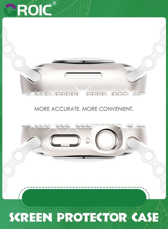 GROIC Apple Watch Case 45mm with Tempered Glass Screen Protector, Double Bling Case Crystal Diamonds Rhinestone Bumper Overall Hard PC Ultra-Thin Protective Cover for iWatch 45mm  - Image 5