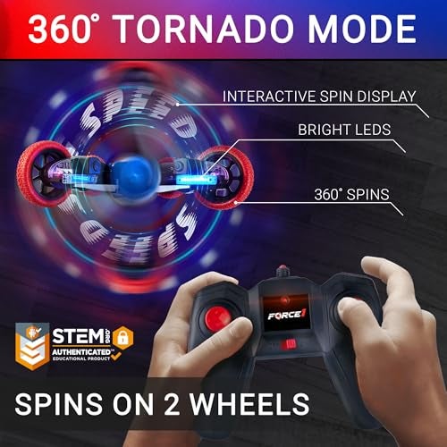 Force1 Tornado Remote Control Car for Kids Double Sided Fast RC Cars with LED Interactive Display 4WD OffRoad Stunt Car 360 Flips All Terrain Tires RC Crawler Rechargeable Battery 24GHz Remote - Image 5