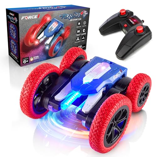 Force1 Tornado Remote Control Car for Kids Double Sided Fast RC Cars with LED Interactive Display 4WD OffRoad Stunt Car 360 Flips All Terrain Tires RC Crawler Rechargeable Battery 24GHz Remote - Image 1