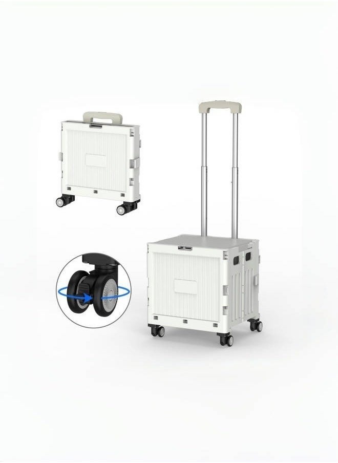 Generic Marketero Collapsible Shopping Box Trolley on Wheels 4 Wheels 360°Rotate Folding Teacher Trolley Cart with Wheels Heavy Duty 30kg Capacity & Telescopic Handle for Camping Shopping Grey  - Image 1