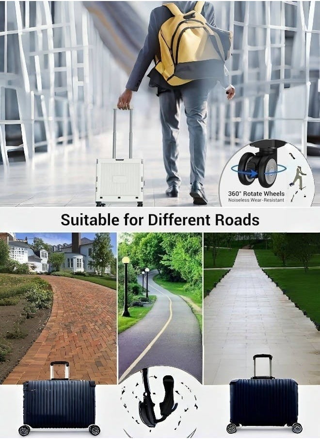 Generic Marketero Collapsible Shopping Box Trolley on Wheels 4 Wheels 360°Rotate Folding Teacher Trolley Cart with Wheels Heavy Duty 30kg Capacity & Telescopic Handle for Camping Shopping Grey  - Image 3
