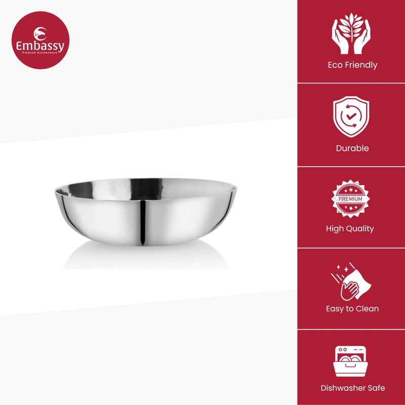 Embassy EMBASSY Stainless Steel 20.5 cm Hammered Tasla/Kadai Without Handle |Capacity - 1.3 Litre | Size - 10 | Even Heat Distribution | Induction Friendly | Ideal for Cooking Curries, Stews, and More.  - Image 3