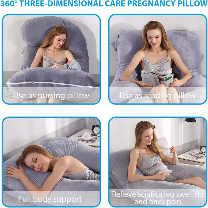 VTERLY Pregnancy Pillows, 180cm Long Maternity Pillows, U-Shape Full Body Pillow, Cooling Cover Dark Grey, Pregnancy Pillows for Sleeping, Body Pillows for Adults, Maternity Pillow and Pregnancy Must Haves - Image 5