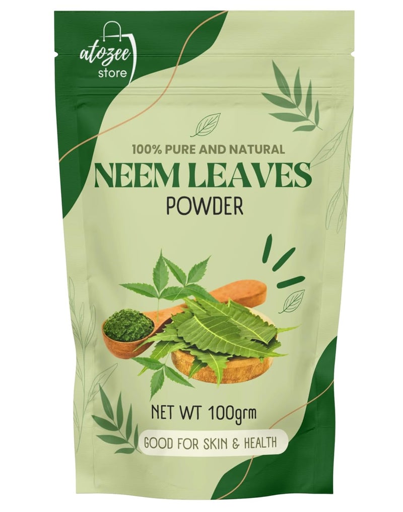 ATOZEE STORE ATOZEE STORE Pure Natural Neem Leaves Powder 100 grm for Eating Drinking skin and Hair Nutrition Dehydration Evens Skin Tone Acne PimplesHair Thicker Stronger 100 GRM - Image 1
