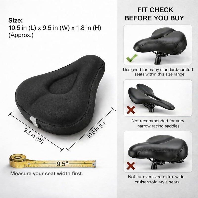 ANZOME Bike Seat Cushion, Wide Gel Bike Seat Cover & Extra Soft Gel Bike Seat Cushion for Women Men Everyone, Fits Spin, Stationary, Cruiser Bikes, Indoor Cycling(Waterproof Case Included) … - Image 2