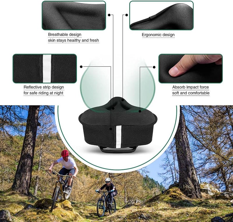ANZOME Bike Seat Cushion, Wide Gel Bike Seat Cover & Extra Soft Gel Bike Seat Cushion for Women Men Everyone, Fits Spin, Stationary, Cruiser Bikes, Indoor Cycling(Waterproof Case Included) … - Image 5