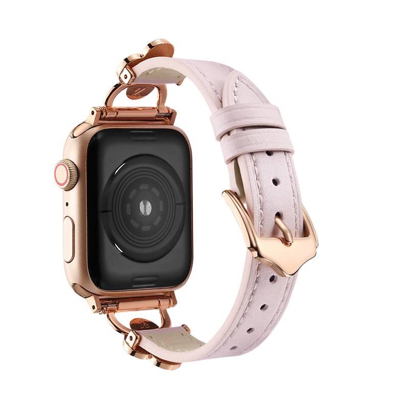 سوار ساعة ذكية سوار جلدي كلاسيكي متوافق باللون أبيض قابل للتعديل مع Apple Watch 38/40/41/42/44/45/49mm بملاءمة قابلة للتعديل وحزام بديل - Image 2