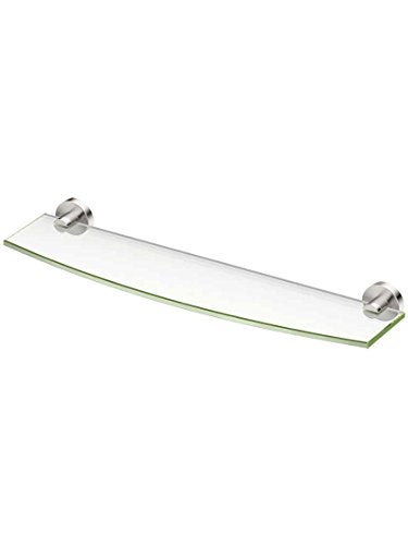 Gatco 4646 Glam Glass Shelf 20 Inch Satin Nickel Wall Mounted 2013 X 550 Tempered Curved Glass Shelf - Image 1