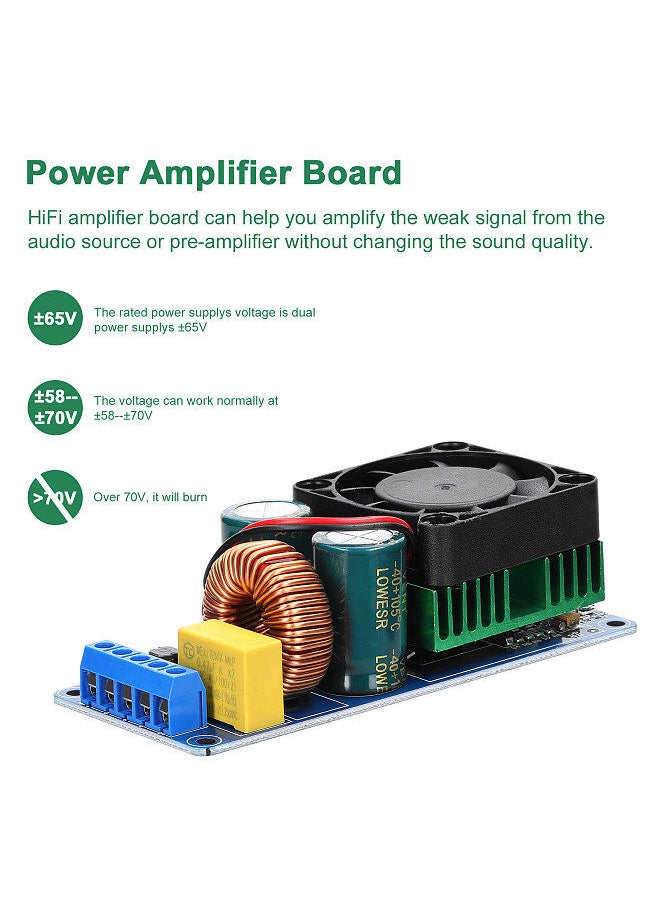 Generic - 500W IRS2092S Digital Power Amplifier Board Mono Channel Class D Power Amp Board Module with Cooling Fan - Image 1