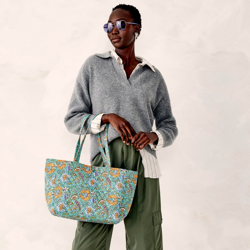 Vera Bradley Women's Premium Cotton Small Hathaway Tote, Gemstone Paisley, One Size - Image 3