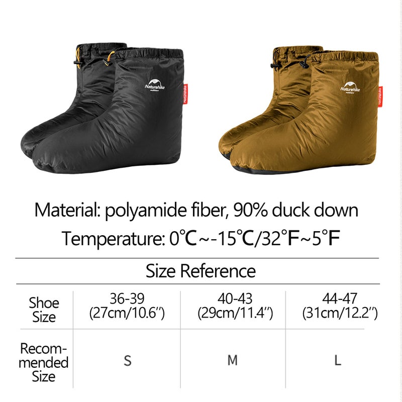 windhike Naturehike Ultralight Winter Duck Down Booties, Camping Warm & Cozy Down Sleeping Socks for Men & Women, Down Filled Slipper Boots with Storage Bag(S) - Image 2