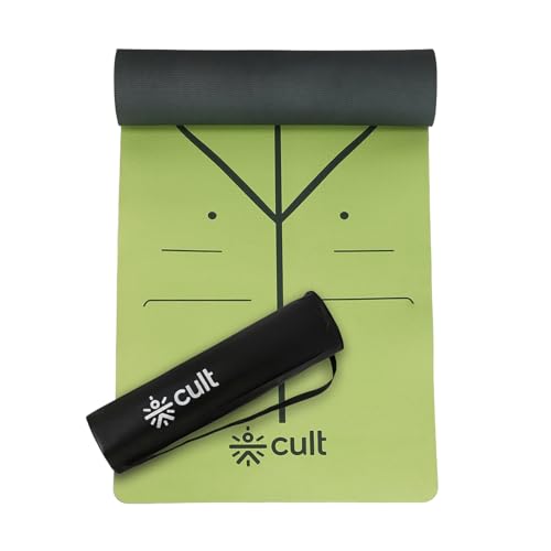 Cult TPE Yoga Mat, Non-Toxic Latex-Free, Anti-Slip, Extra-Thick Cushioning, Tear-Resistant, Travel Strap 6mm (Seismic Green) - Image 1
