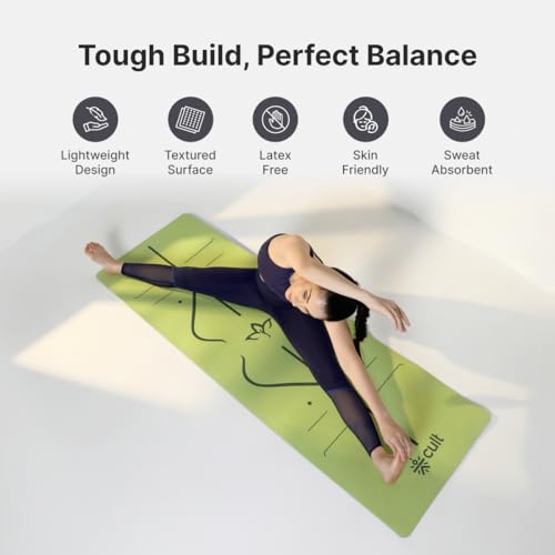 Cult TPE Yoga Mat, Non-Toxic Latex-Free, Anti-Slip, Extra-Thick Cushioning, Tear-Resistant, Travel Strap 6mm (Seismic Green) - Image 4