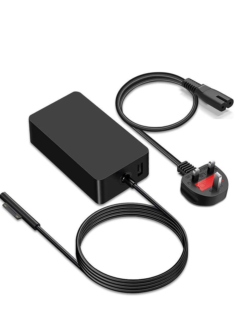 Generic - Surface Laptop Charger 65W 15V 4A For 65W/44W Replacement Surface Power Adapter for Microsoft Surface Pro X/Pro8/Pro7/Pro 6/Pro5/Pro4, Surface Book, Surface Go, Surface Laptop Charger with USB Port - Image 1