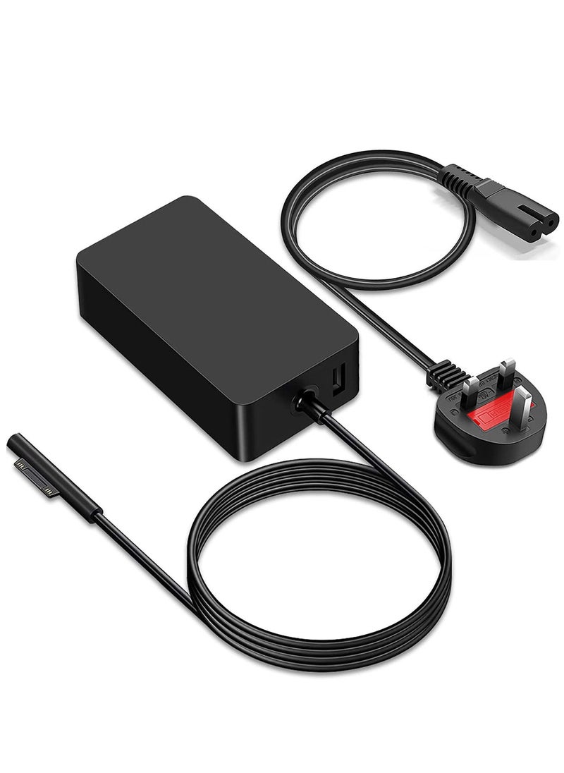 Generic - Surface Laptop Charger 65W 15V 4A For 65W/44W Replacement Surface Power Adapter for Microsoft Surface Pro X/Pro8/Pro7/Pro 6/Pro5/Pro4, Surface Book, Surface Go, Surface Laptop Charger with USB Port - Image 1