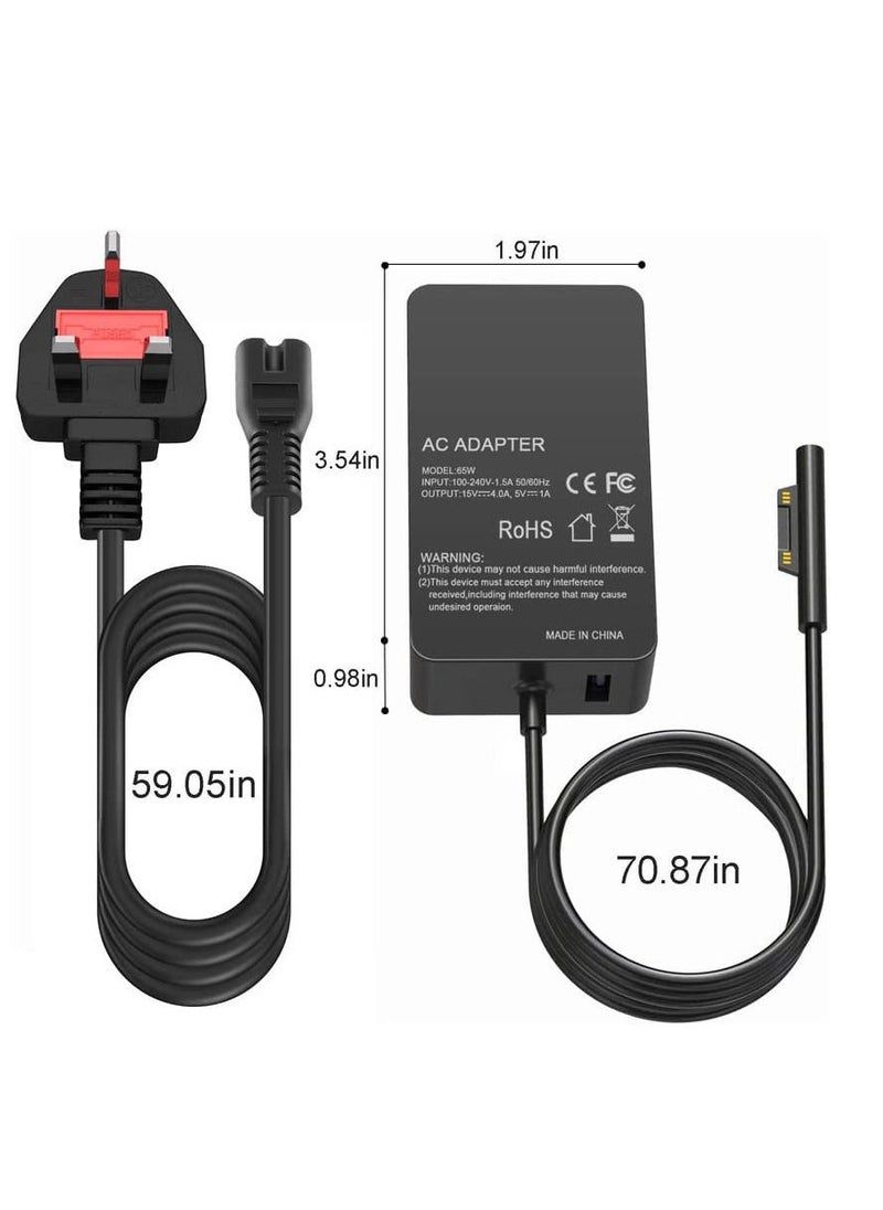 Generic - Surface Laptop Charger 65W 15V 4A For 65W/44W Replacement Surface Power Adapter for Microsoft Surface Pro X/Pro8/Pro7/Pro 6/Pro5/Pro4, Surface Book, Surface Go, Surface Laptop Charger with USB Port - Image 1