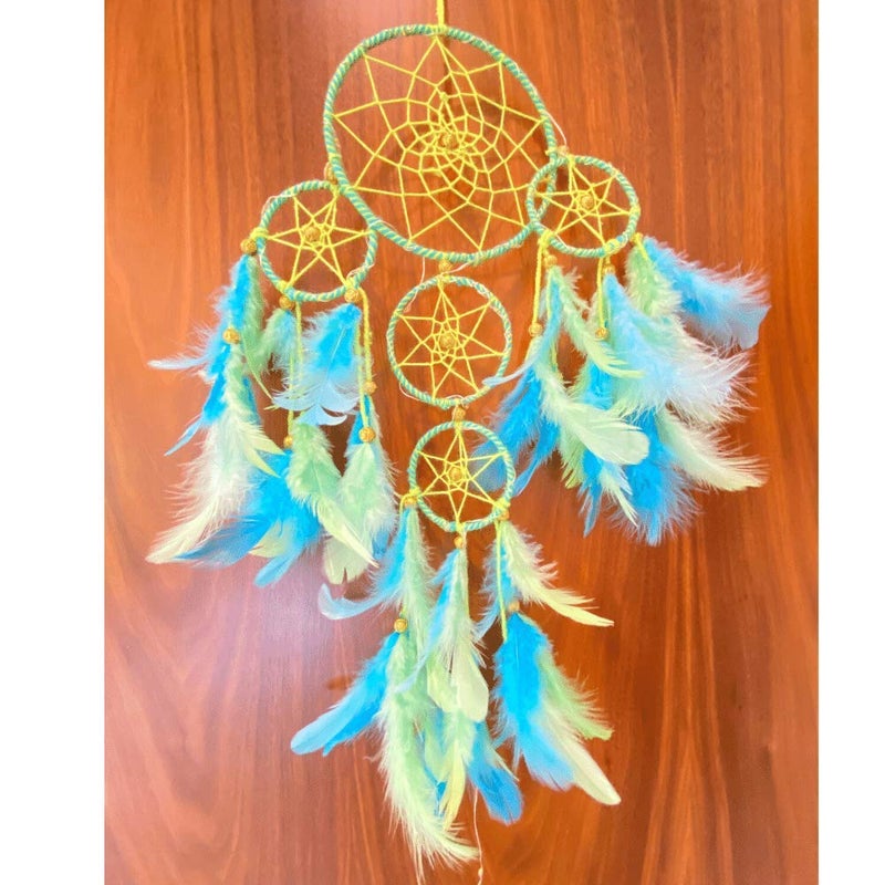 ROOH Dream Catcher ~ Neon 4 Tier with Pretty Lights ~ Handmade Hangings for Positivity (Can be Used as Home Decor, Gift, Wall Hangings, Meditation Room, Yoga Temple, Wind Chime & Car Hanging) - Image 5