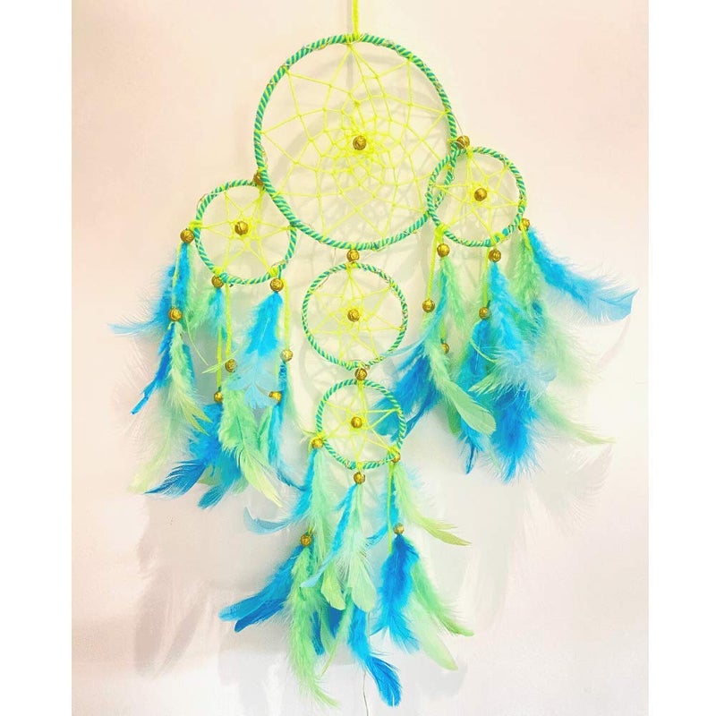 ROOH Dream Catcher ~ Neon 4 Tier with Pretty Lights ~ Handmade Hangings for Positivity (Can be Used as Home Decor, Gift, Wall Hangings, Meditation Room, Yoga Temple, Wind Chime & Car Hanging) - Image 3