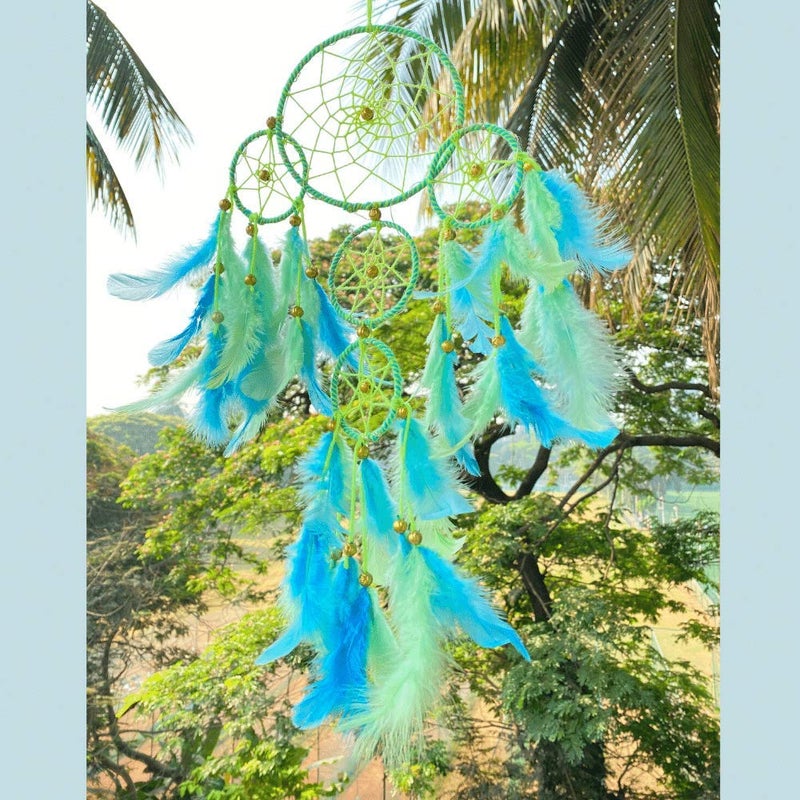 ROOH Dream Catcher ~ Neon 4 Tier with Pretty Lights ~ Handmade Hangings for Positivity (Can be Used as Home Decor, Gift, Wall Hangings, Meditation Room, Yoga Temple, Wind Chime & Car Hanging) - Image 2