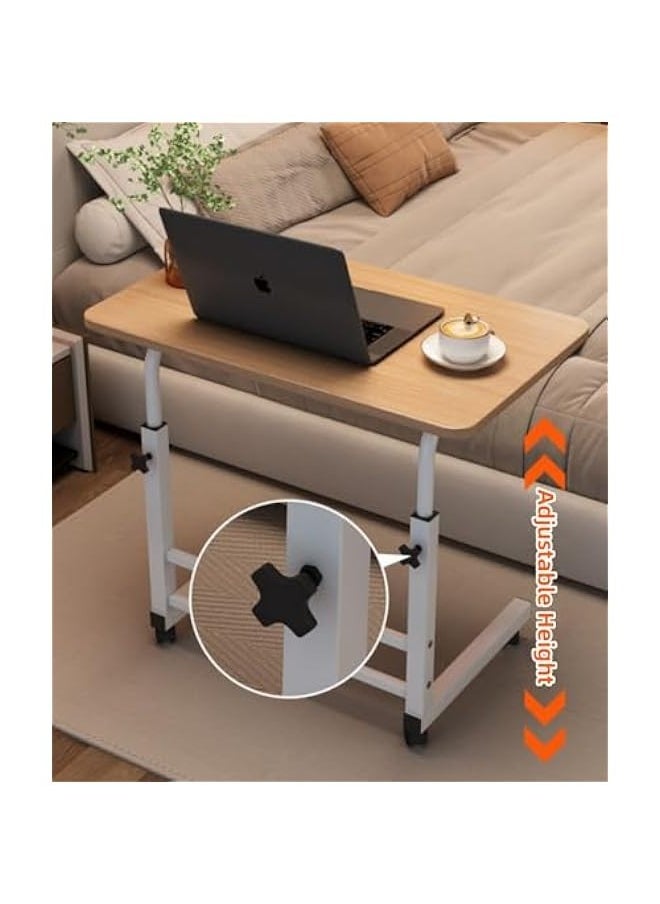 TRASSLE Adjustable Height Mobile Computer Desk, Home Bedrooms And Office Desks For Work and Study Moveable Portable Coffee Overbed Tray Bedside Sofa Table  - Image 3