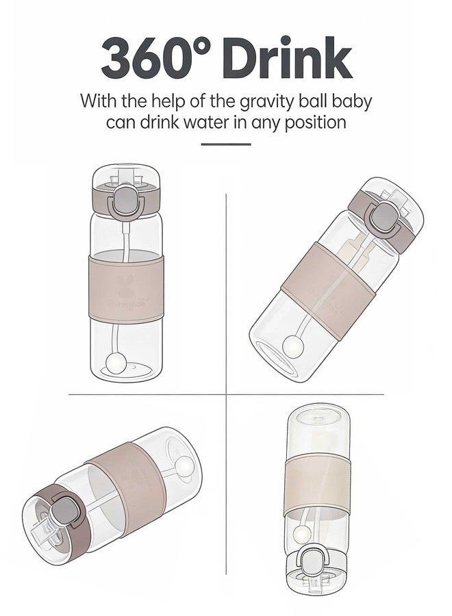 Bunnytoo Adult Water Bottle, Dual Lid (Straw & Direct Drink), 450ml/15oz Leak Proof Tritan Cup - BPA-Free, Matching Fabric Handle, Anti-Slip PU Leather Sleeve, Easy to Clean (Peach) - Image 5