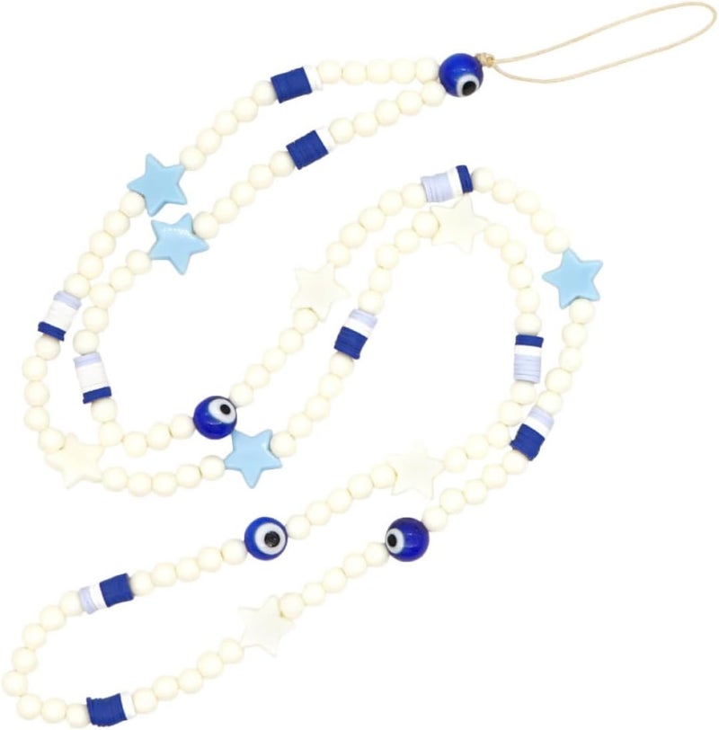 Polymer Clay Phone Chain Lanyard with Eye-shaped Star Letter Beads, Mobile Phone Charm Accessory for Women, Anti-lost Wrist Strap for Everyday Use - Image 1