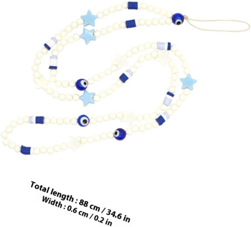 Polymer Clay Phone Chain Lanyard with Eye-shaped Star Letter Beads, Mobile Phone Charm Accessory for Women, Anti-lost Wrist Strap for Everyday Use - Image 2