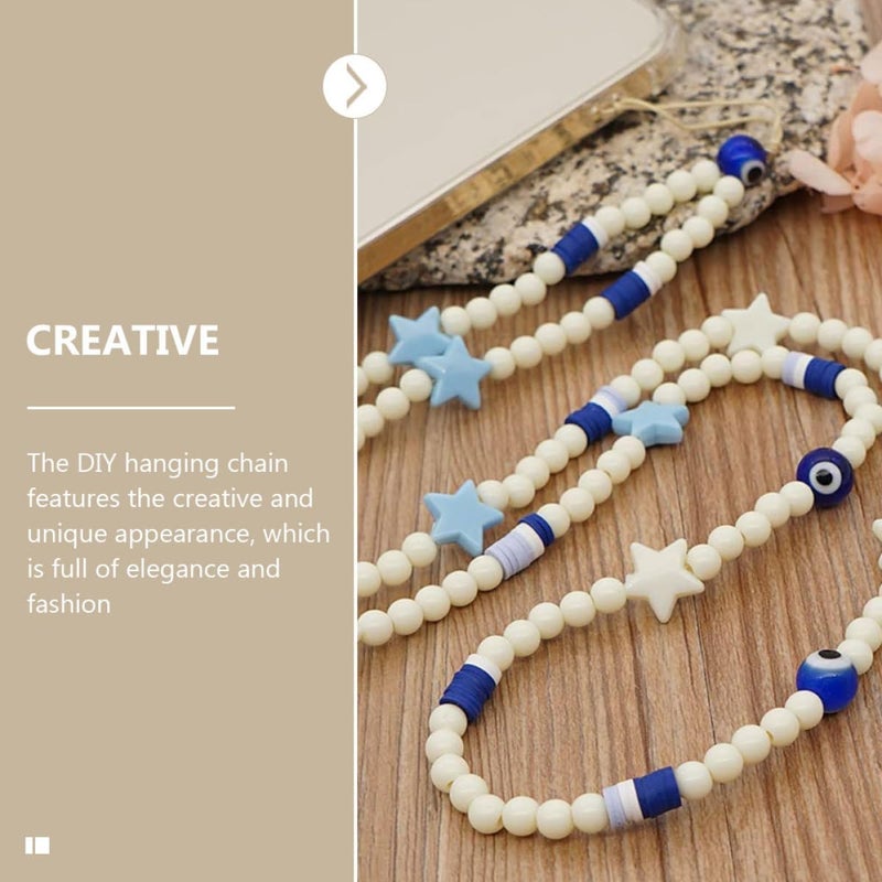 Polymer Clay Phone Chain Lanyard with Eye-shaped Star Letter Beads, Mobile Phone Charm Accessory for Women, Anti-lost Wrist Strap for Everyday Use - Image 4