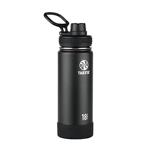 Takeya Actives Insulated Stainless Steel Water Bottle with Spout Lid 18 Ounce Onyx