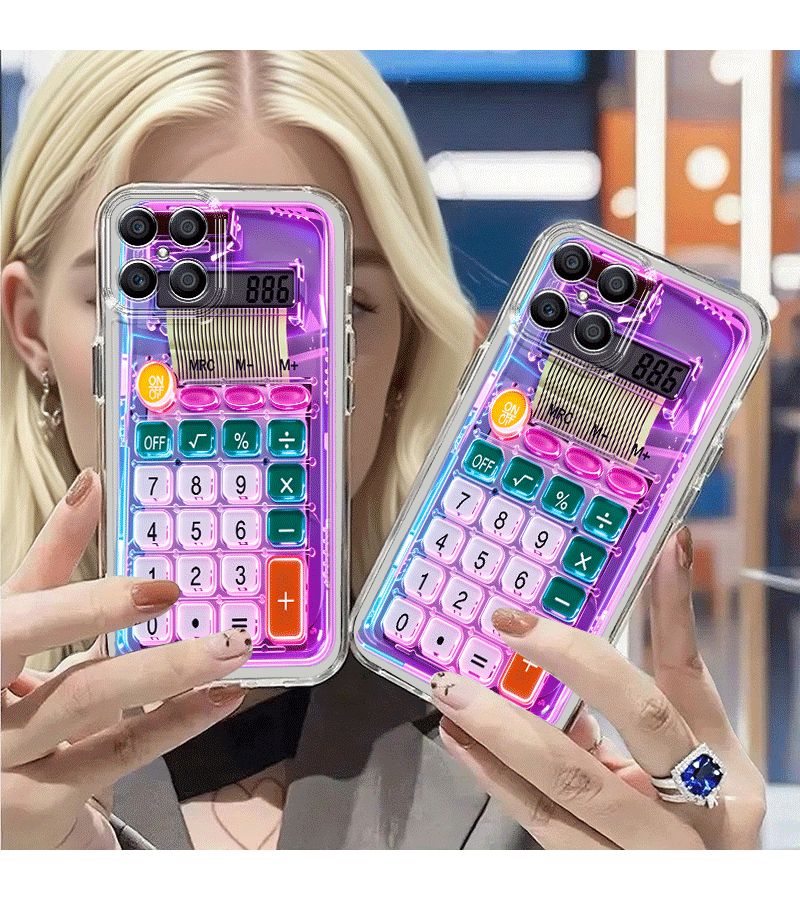 Mixed Color 1 Calculator 2D Pattern Purple Blue Tech Style Case For Huawei Y9s Honor Phone - Image 2