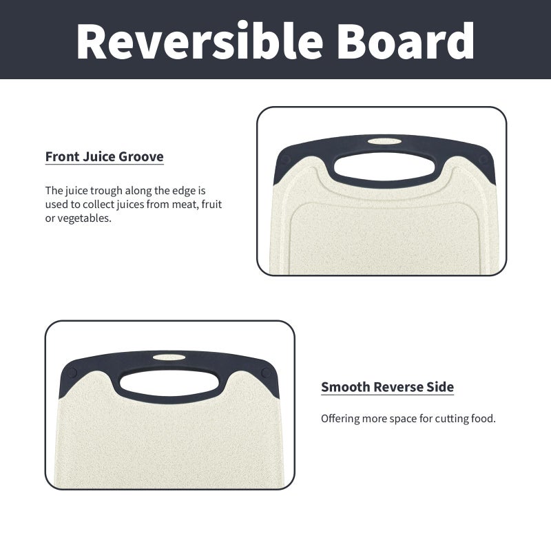 ZoiNavyer Cutting Board for Kitchen, Non Slip Chopping Board with Juice Grooves for Meat, Veggies, Space-Saving, Dishwasher Safe, Durable Kitchen Essential (Wheat) - Image 4